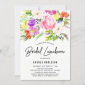 Colorful Watercolor Spring Blooms Bridal Luncheon Invitation (Front)
