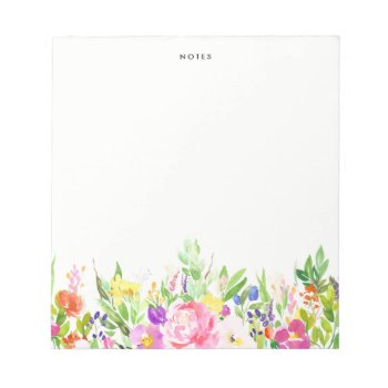 Colorful Watercolor Spring Blooms Floral Notepad by KeikoPrints at Zazzle
