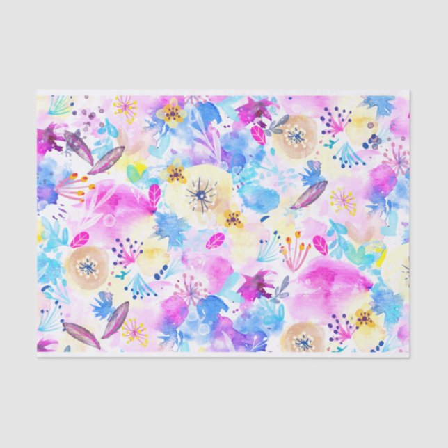 Colorful Watercolor Spring Flowers 1 Tissue Paper (Front)