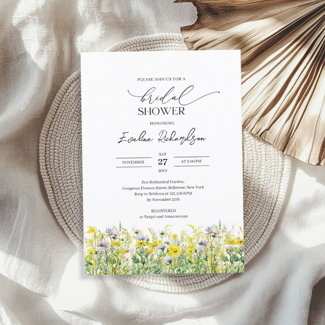Colorful watercolor spring yellow wildflowers invitation (Colorful watercolor spring yellow wildflowers invitation)
