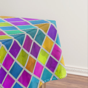 Colorful Watercolor Squares Tablecloth