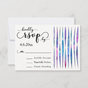Colorful Watercolor Streamers, Modern Wedding RSVP Card