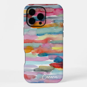 Colorful Watercolor Stripe Brush Strokes iPhone 16 Pro Max Case