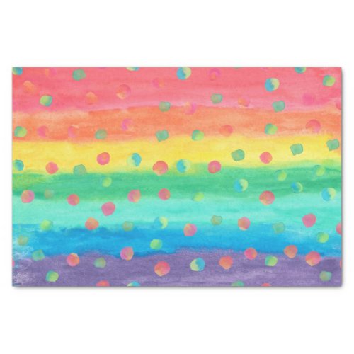 Colorful Watercolor Stripes and Spots Tissue Paper