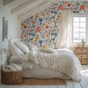 Colorful Watercolor Style Floral Wallpaper