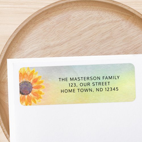 Colorful Watercolor Sunflower Return Address Label