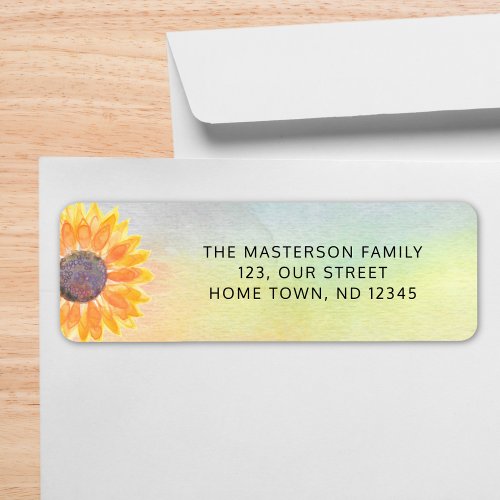 Colorful Watercolor Sunflower Return Address Label