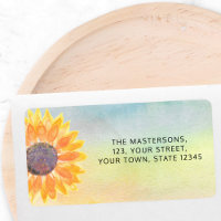 Colorful Watercolor Sunflower Return Address