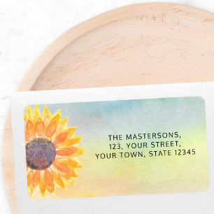 Colorful Watercolor Sunflower Return Address Label