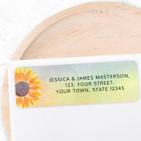 Colorful Watercolor Sunflower Return Address