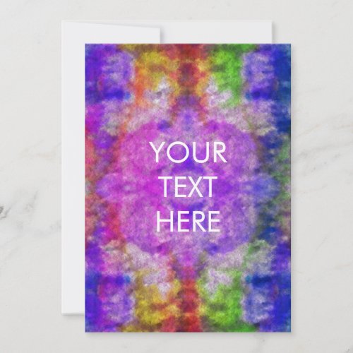 Colorful Watercolor Tie Dye Invitation Blank Card