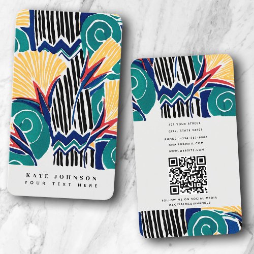 Colorful Watercolor Trendy Abstract Retro Vintage  Business Card