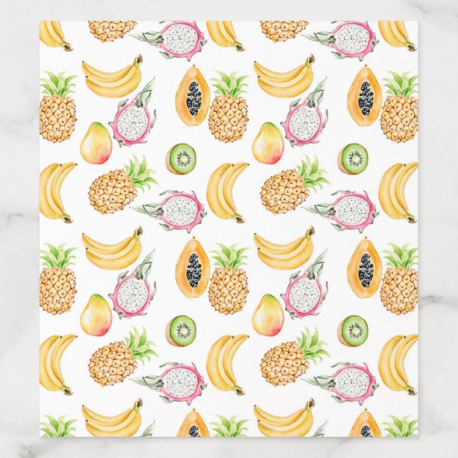 Colorful Watercolor Tropical Fruits Pattern Envelope Liner (Design)