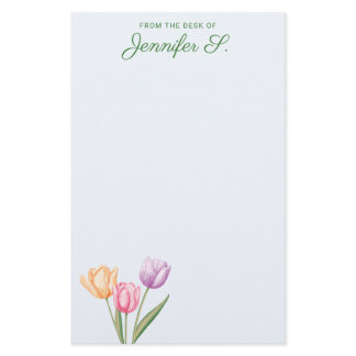Colorful Watercolor Tulip Bouquet With Custom Text Stationery