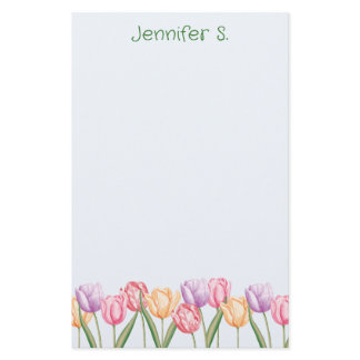 Colorful Watercolor Tulip Flowers With Custom Text Stationery