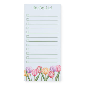 Colorful Watercolor Tulips Floral To-Do List Magnetic Notepad