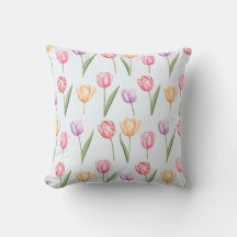 Colorful Watercolor Tulips Flower Pattern