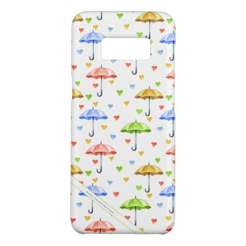 Colorful Watercolor Umbrellas and Falling Hearts Case_Mate Samsung Galaxy S8 Case