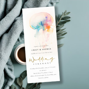 Colorful Watercolor Underwater Jellyfish Wedding Invitation