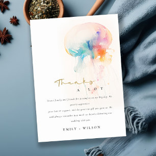 Colorful Watercolor Underwater Jellyfish Wedding Thank You Card