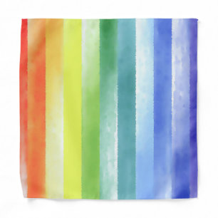 Colorful Watercolor Vertical Rainbow Pattern   Bandana