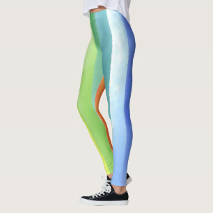 Colorful Watercolor Vertical Rainbow Pattern   Leggings