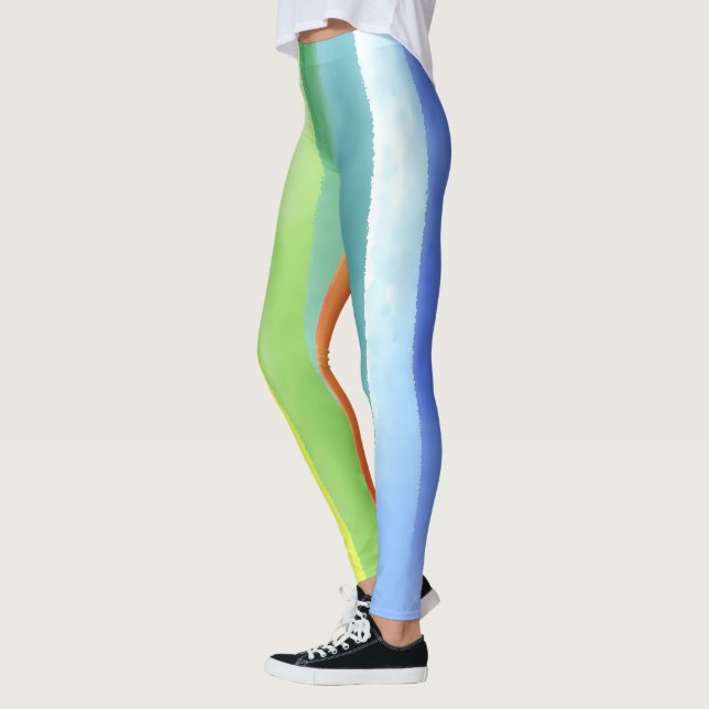 Colorful Watercolor Vertical Rainbow Pattern | Leggings (Left)