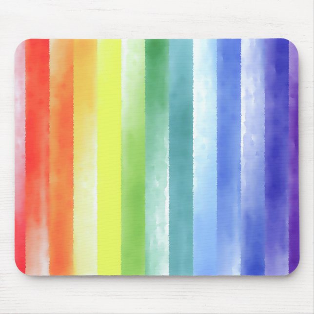 Colorful Watercolor Vertical Rainbow Pattern | Mouse Pad (Front)