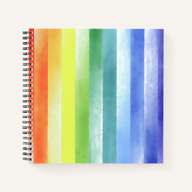 Colorful Watercolor Vertical Rainbow Pattern | Notebook (Front)
