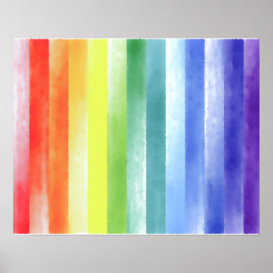 Colorful Watercolor Vertical Rainbow Pattern Poster