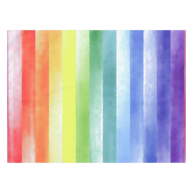 Colorful Watercolor Vertical Rainbow Pattern | Tablecloth (Front (Horizontal))