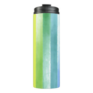 Colorful Watercolor Vertical Rainbow Pattern Thermal Tumbler