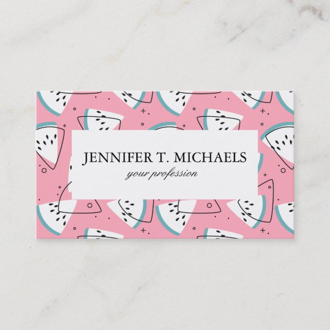 Colorful Watercolor Watermelons Business Card (Front)