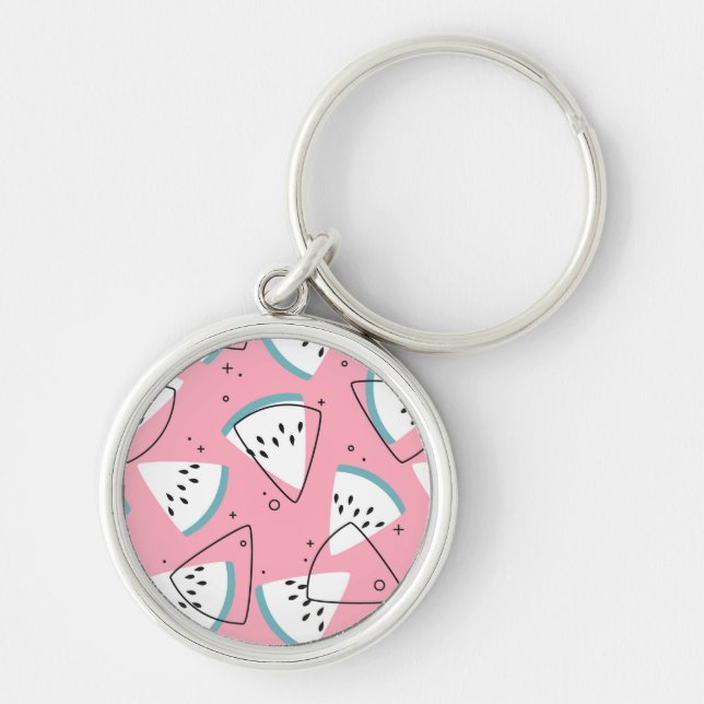 Colorful Watercolor Watermelons Keychain (Front)