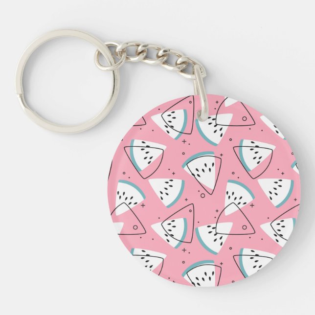 Colorful Watercolor Watermelons Keychain (Front)