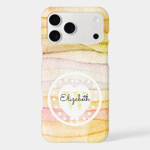 Colorful Watercolor Waves Monogram White Heart  iPhone 17 Pro Max Case