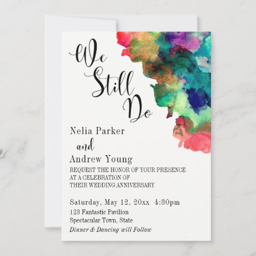 Colorful Watercolor We Still Do Vow Renewal Invitation