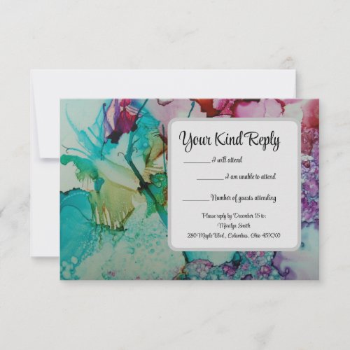 Colorful Watercolor Wedding RSVP card