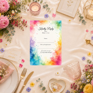 Colorful Watercolor Wedding RSVP Card