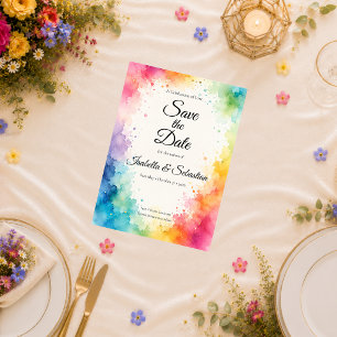 Colorful Watercolor Wedding Save The Date