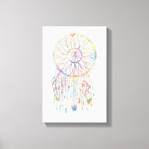 Colorful Watercolor Whimsical Dreamcatcher Canvas Print