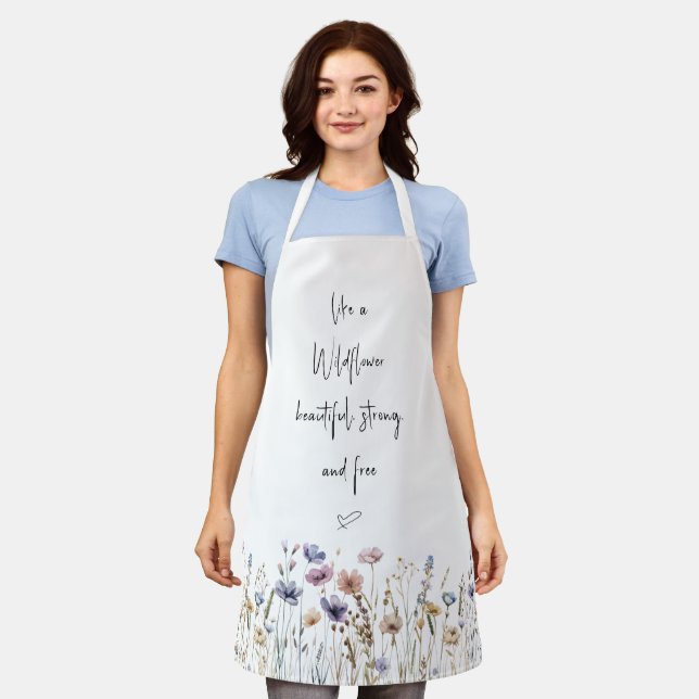 Colorful Watercolor Wildflower Apron (Worn)