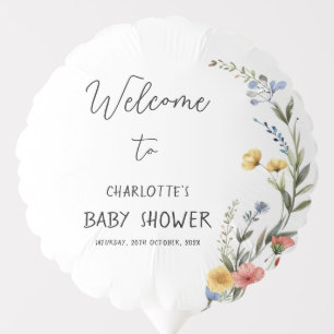 Colorful Watercolor Wildflower Baby Shower Balloon