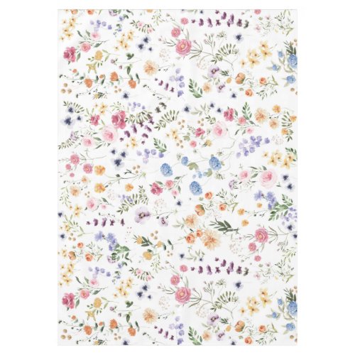 Colorful Watercolor Wildflower Floral Garden Tablecloth
