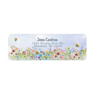 Colorful Watercolor Wildflower Garden Label