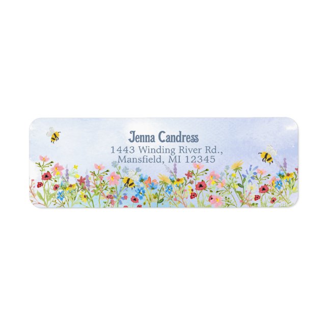 Colorful Watercolor Wildflower Garden  Label (Front)