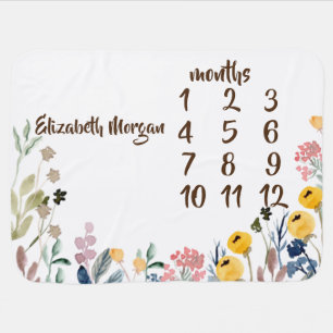 Colorful Watercolor Wildflower Meadow Baby Blanket
