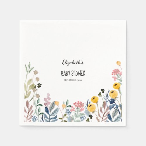 Colorful Watercolor Wildflower Meadow   Napkins