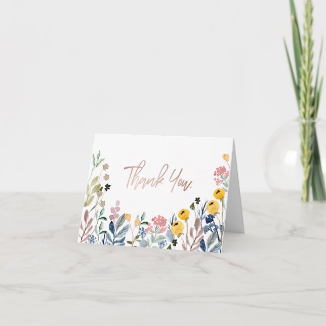 Colorful Watercolor Wildflower Meadow Thank You Card (Front)