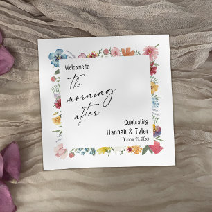 Colorful Watercolor Wildflower The Morning After Napkins